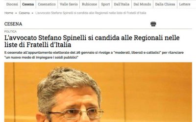 Corriere Cesenate: “L’avvocato Stefano Spinelli si candida alle Regionali nelle liste di Fratelli d’Italia”